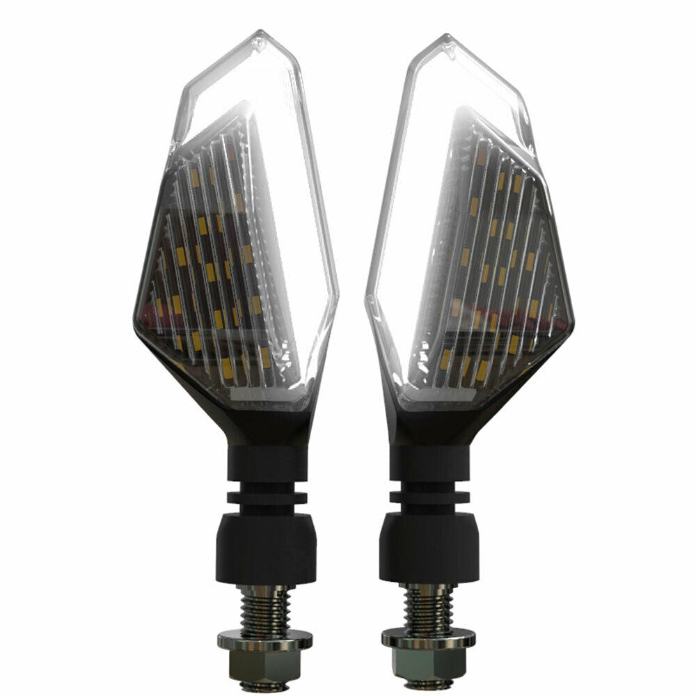 Pair Motorcycle LED Turn Signal Lamp Front Flowing Turning Indicator Lights 12V
