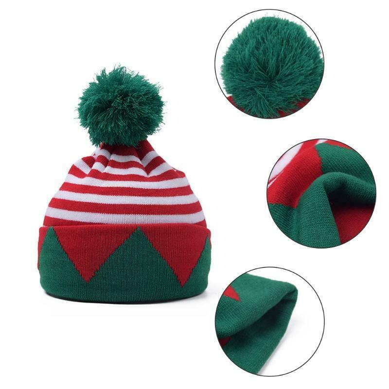 Ladies Men Wool Red green Hat Xmas Hat Santa Secret Hat Santa Xmas Hat pompom
