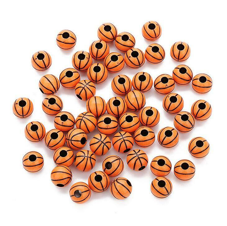 100pcs Acrylic Beads Basketball shape DIY Handmade beading Bracelet Jewelry 11mm