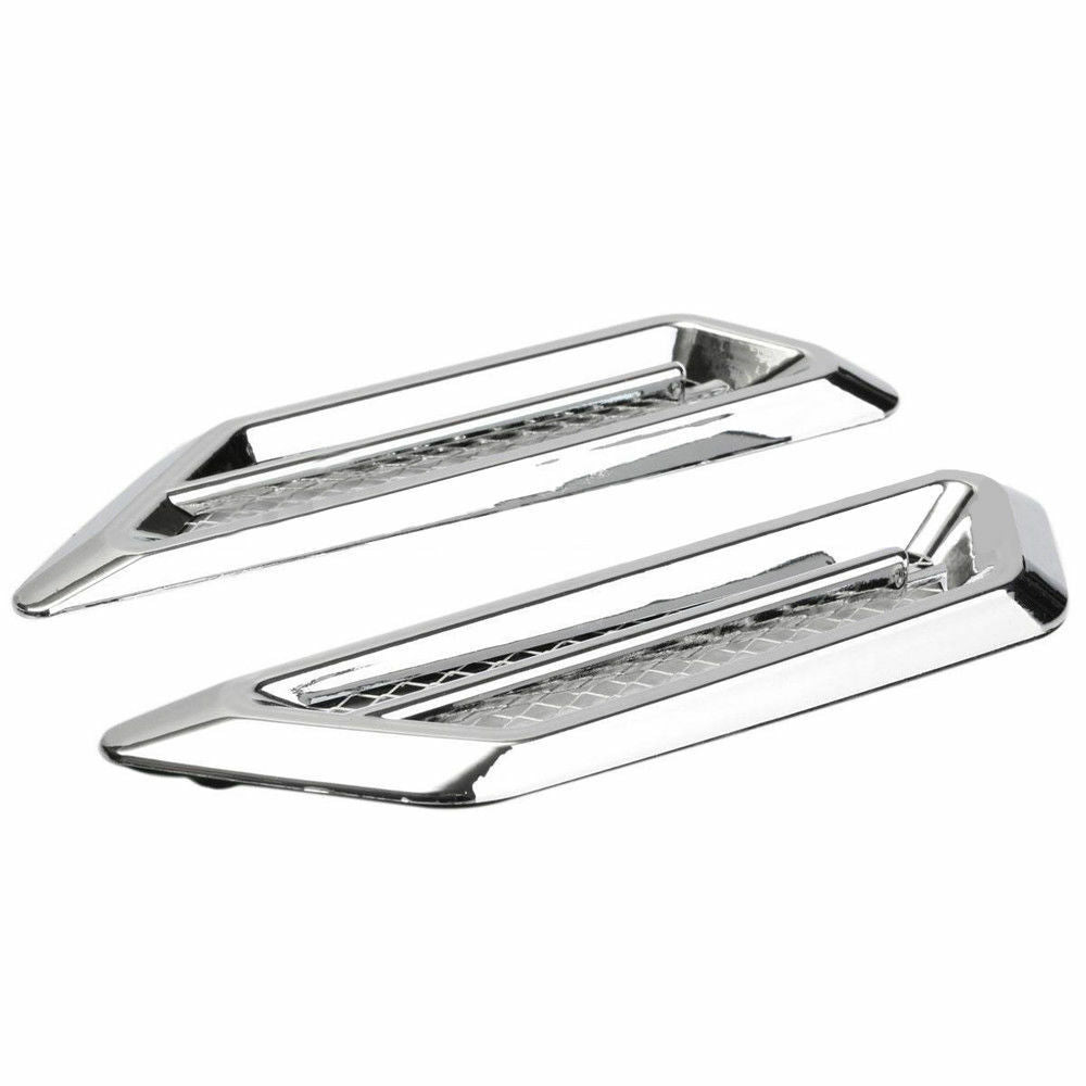 2pcs Universal Chrome Car Auto SUV Air Flow Fender Side Vent Decor Stickers DIY