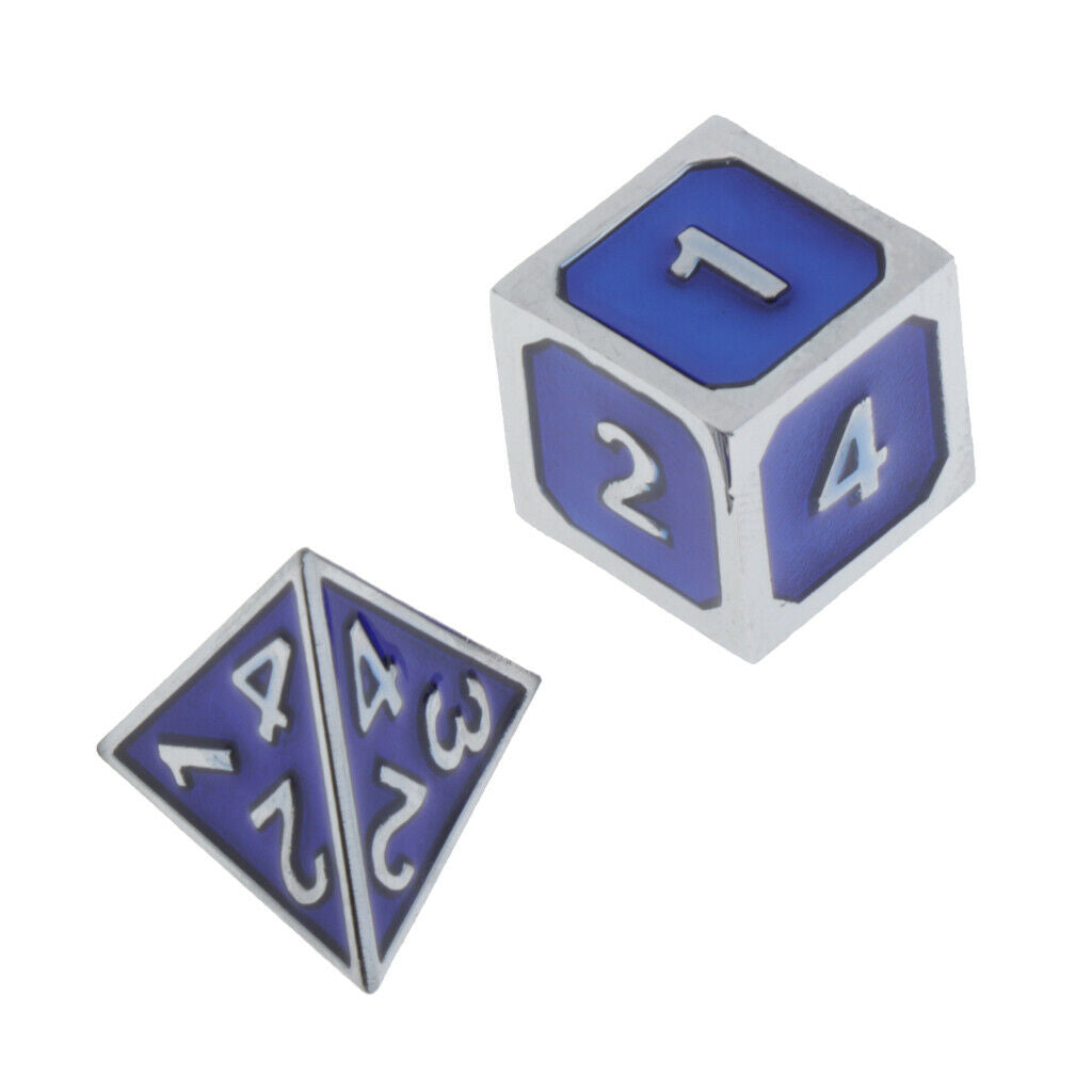 Zinc Alloy Multi-sided Dices D4-D20 Die for Role Play KTV Board Game Blue