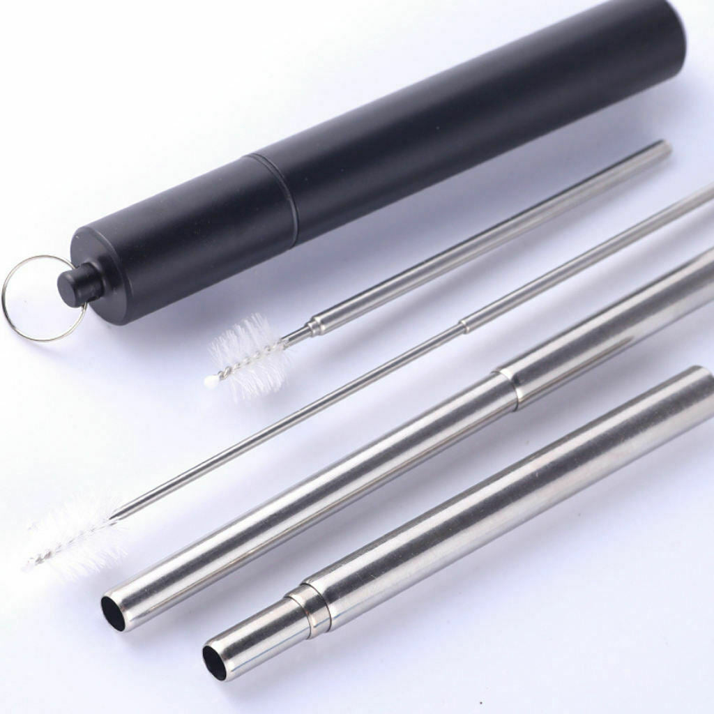Reusable Collapsible Drinking Straw Stainless Steel Straw Foldable with Case