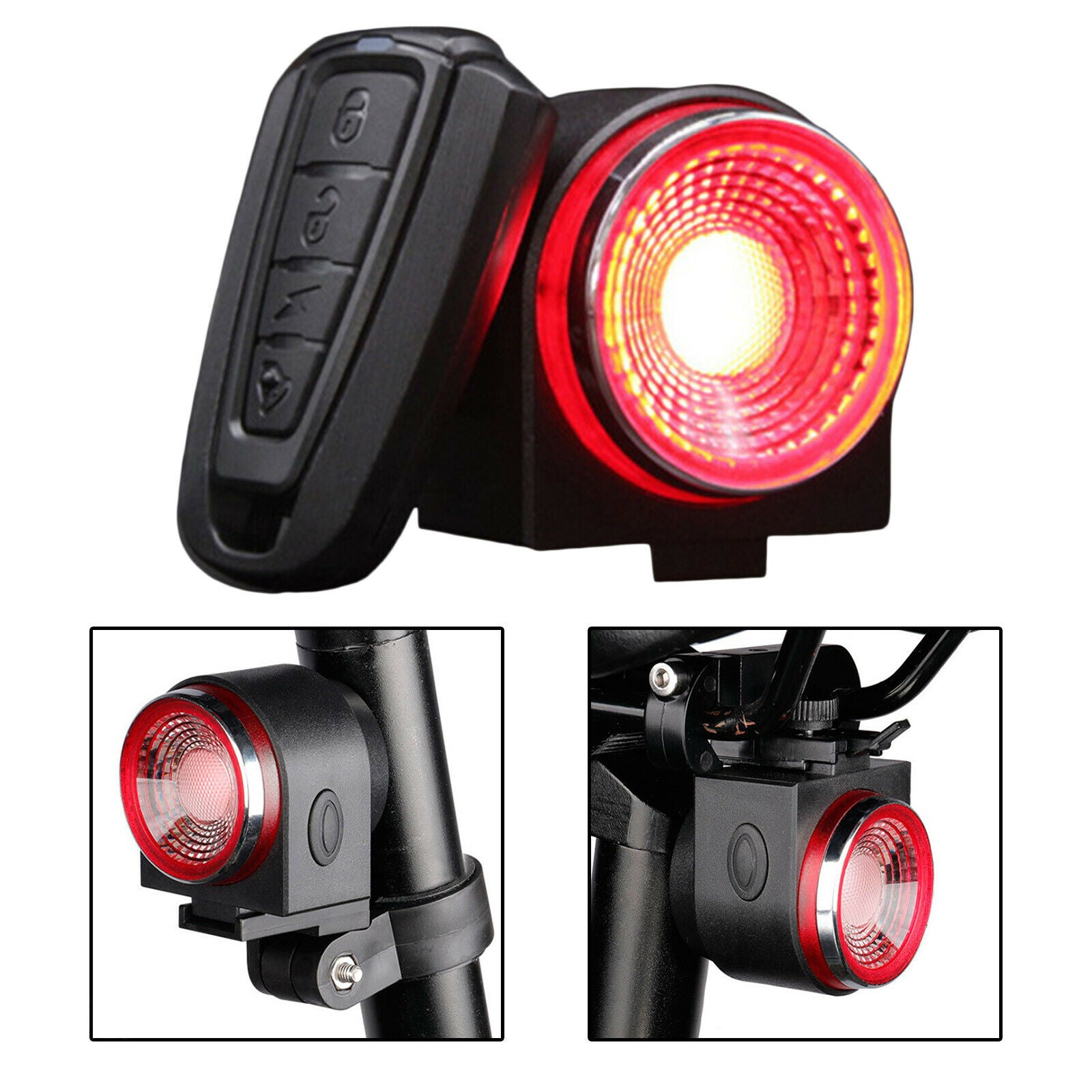 Bike Smart Alarm Taillight Bicycle USB Rear Light Cycling Security Horn