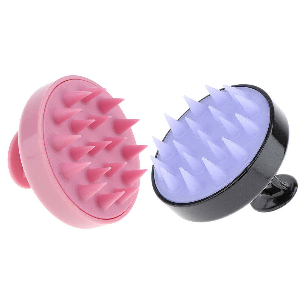 2Pc Hair Scalp Massager Shampoo Brush With Soft Silicone Head
