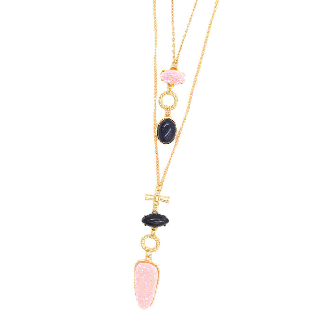 Multi Layers Geometric Sweater Chain Necklace Chunky Cuban Link Golden Chain
