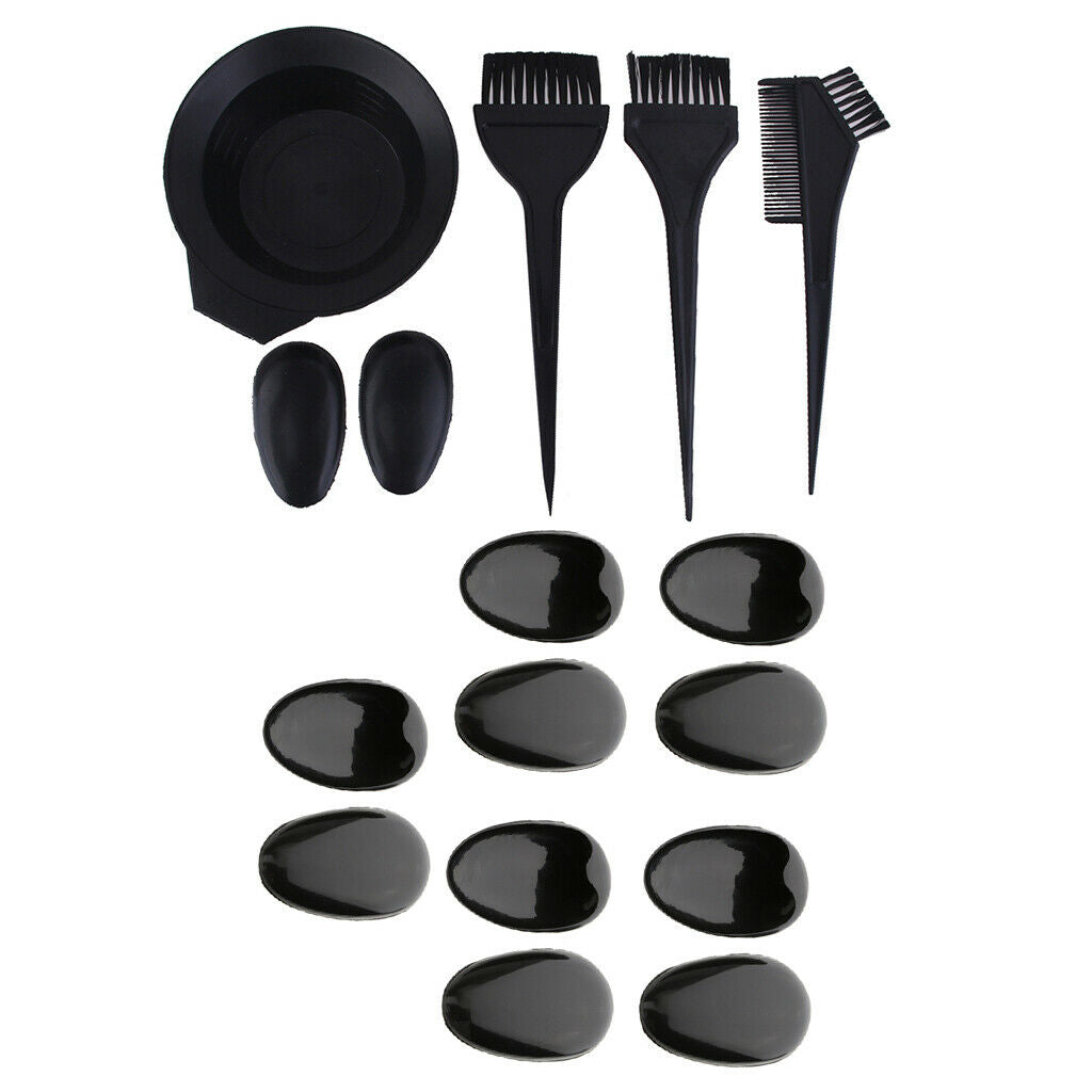 16Pcs Plastic Hair Dye Mixing Bowl Comb Brush Ear Cover Protector Shield Set