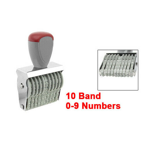 Office 10 Band 5mm x 3mm Rubber 0-9 Numbers Numbe Stamp Gray Red I7N8N8