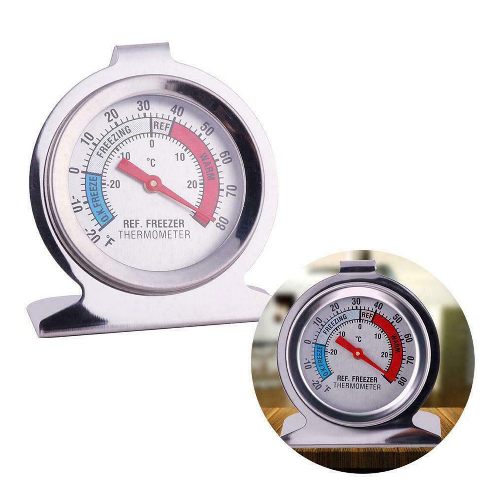 Stainless Steel Temp Refrigerator Freezer Dial Type Stainless Thermometer USA