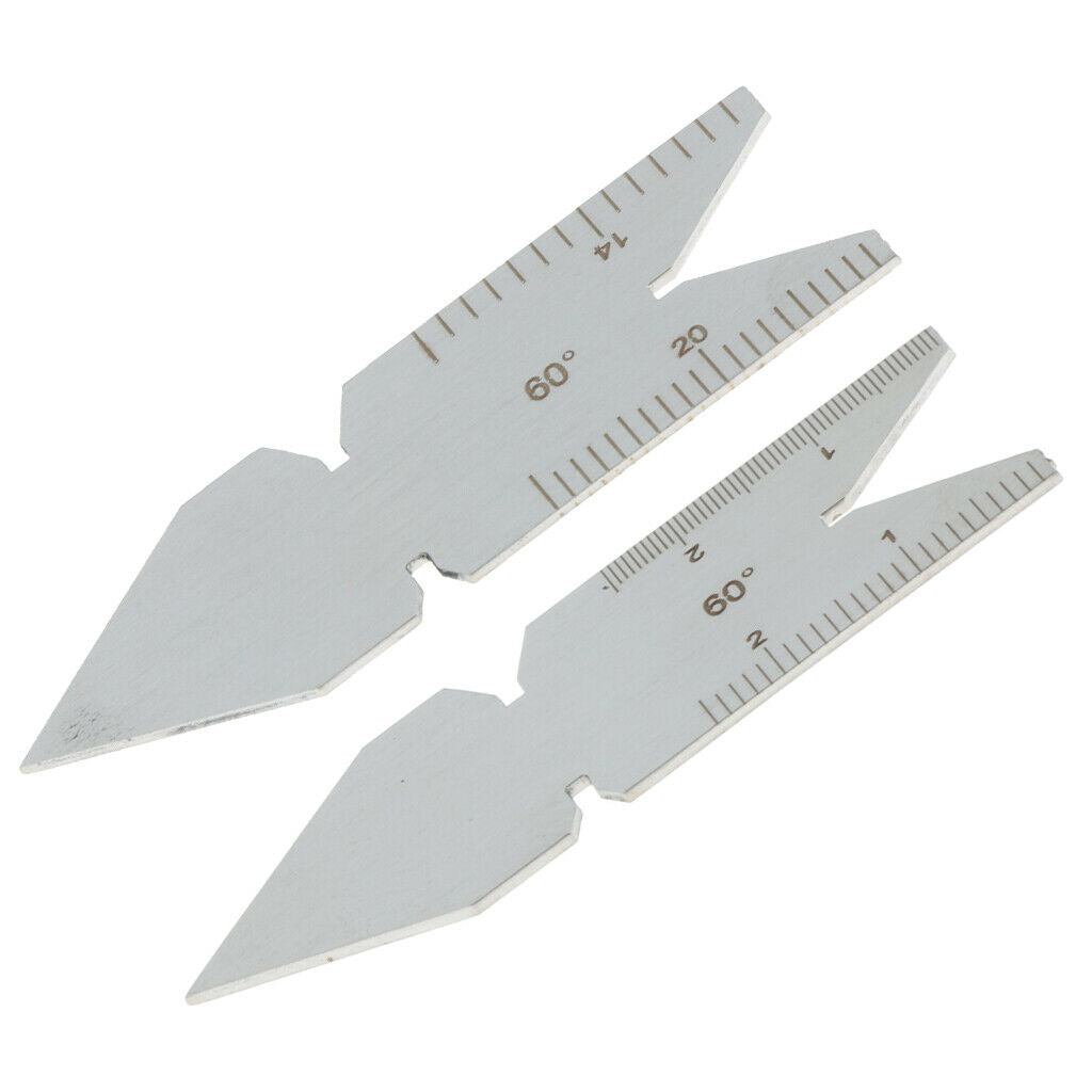 Set of 2PCS 60 Degree Stainless Steel Center Gauges Inch / mm Metric System