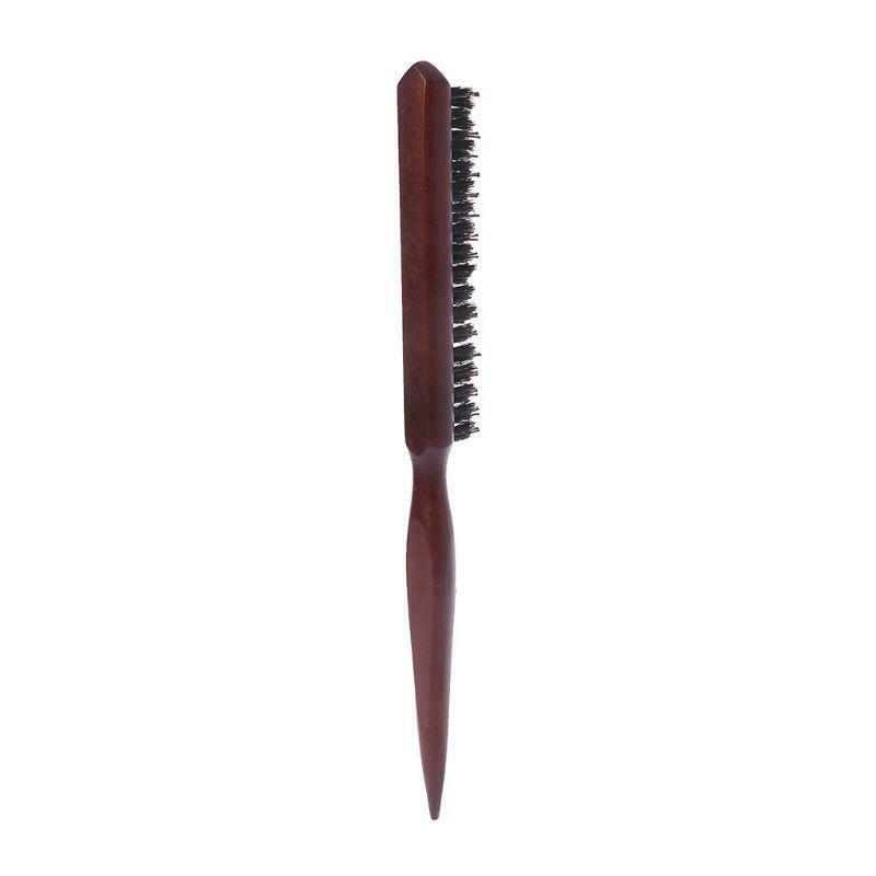 New Salon Comb Hair Teasing Brush Wooden Handle Back Comb Natural Boar Bristle