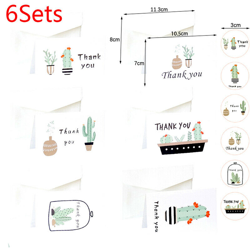 6Sets Cactus Thank you Cards Wedding Party Invitation Greeting Cards Enve.l8