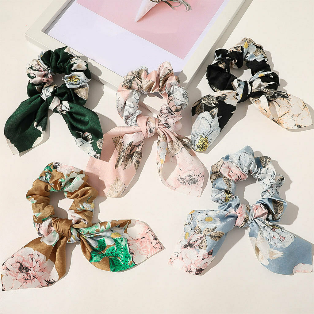 Fashion Flowers Bandana Elastic Hair Scrunchies Ponytail Holder Hair Ties