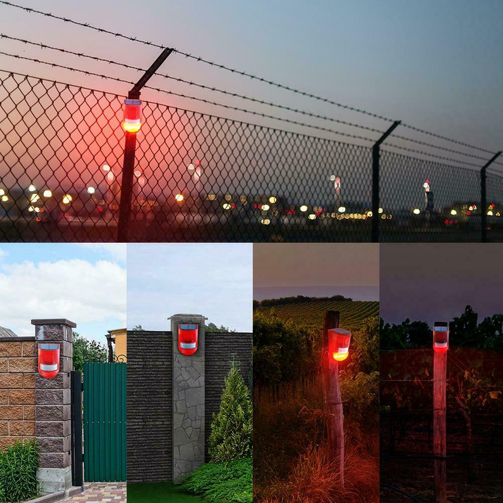 6 LED Waterproof Solar Warning Light Sound Alarm Lamp Sensor Garden Outdoor Lamp