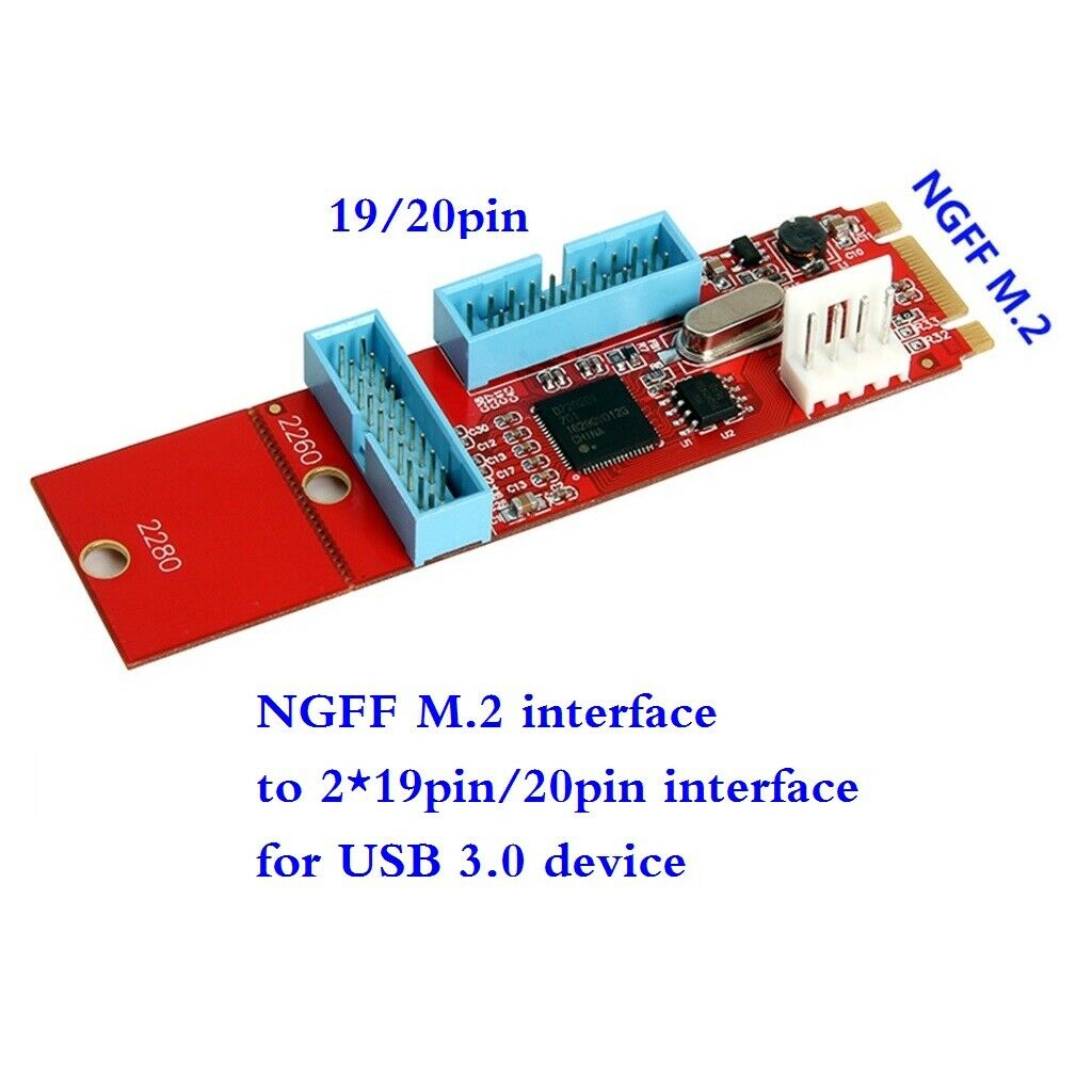 2Port 19Pin USB3.0 to M.2 B M Key Motherboard Adapter Converter Card