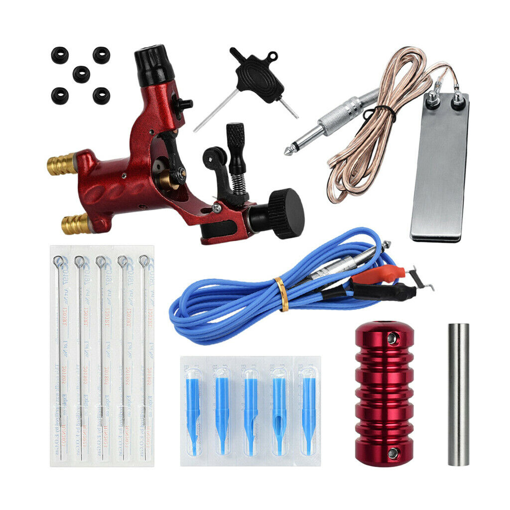 Beginner Complete Tattoo Kit Professional Machine Rotary Tool Set Gun Red
