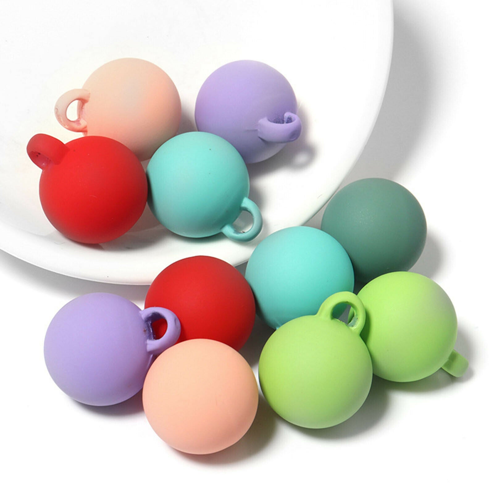 30 14mm Acrylic Frosted Charms Pendants Loose Beads for Jewelry Making Craft