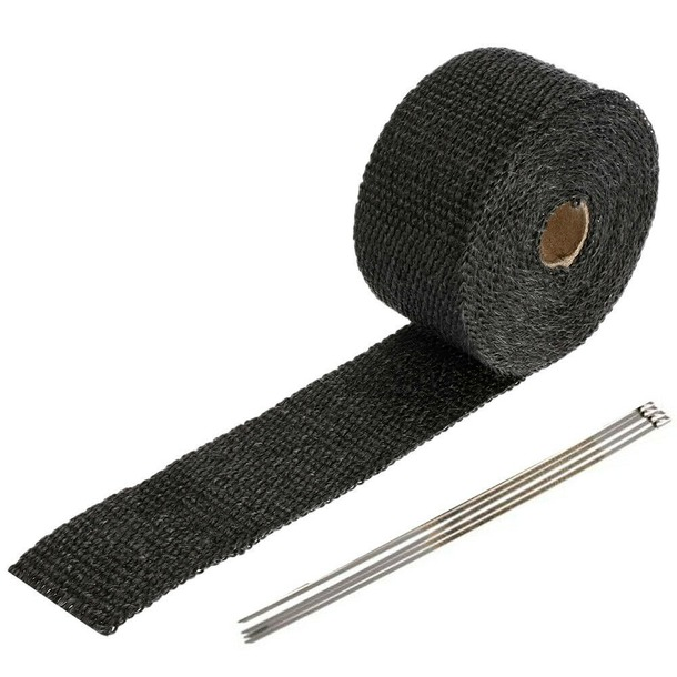 5M Black Exhaust Thermal Tape Muffler Pipe Header Heat Wrap Resistant Protection