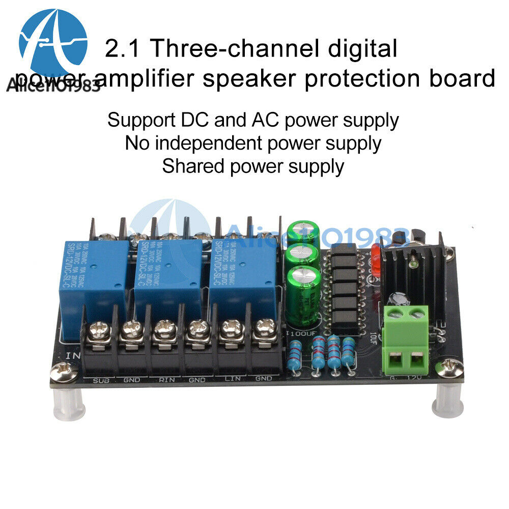 AC 12V-15V Stereo 2.1 Audio Amplifier Speaker Protection Delay Turn On Board NEw