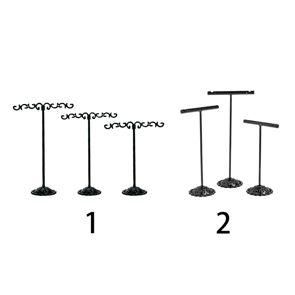 3Pcs Jewelry Holder Display Stand Earrings T Bar Hanger Necklace Storage Rack 01