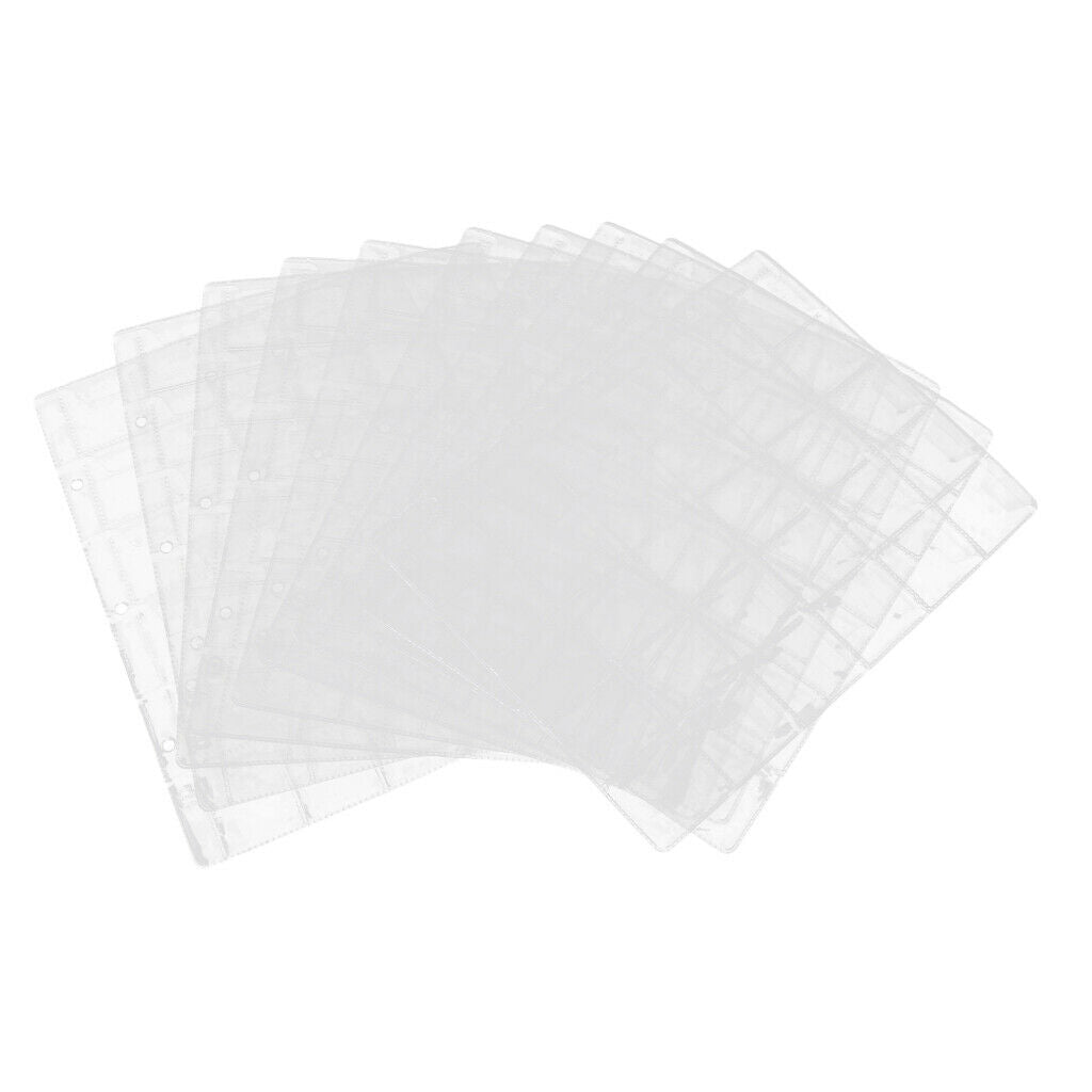 10 Pieces Coin Pocket Pages Collecting with 300 Coin Pockets, Clear Holders