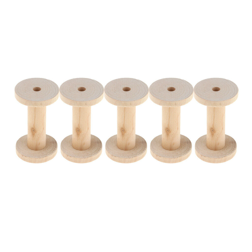 5x 1.96 '' X 3.3 '' Unfinished Wood Coils Craft Supplies Natural Wood Color