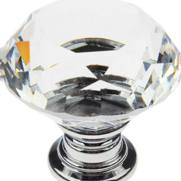16pcs Glass Knob Der Door Crystal Diamond Handle Pull Dia 30mm for Wardrobes CE1