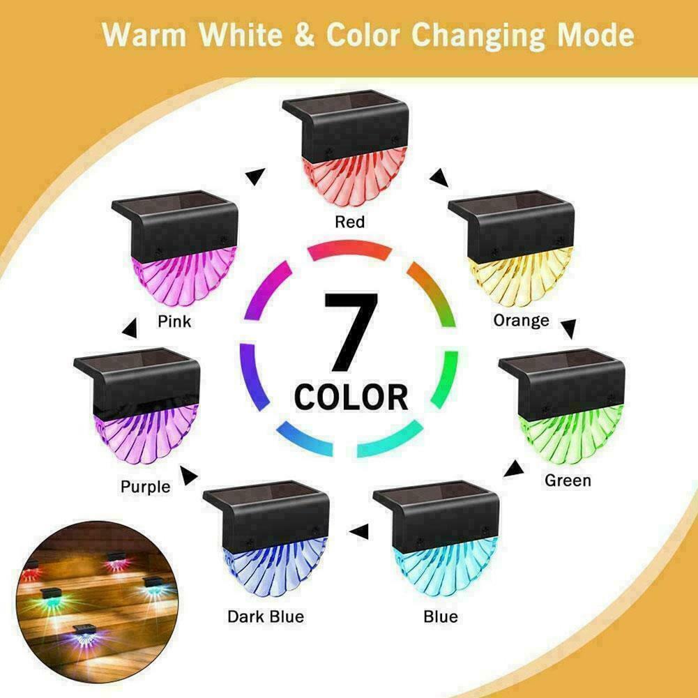 4 PCS LED Solar Powered Fence Wall Lights Garden Lamp Patio Step I5V4 N7O5