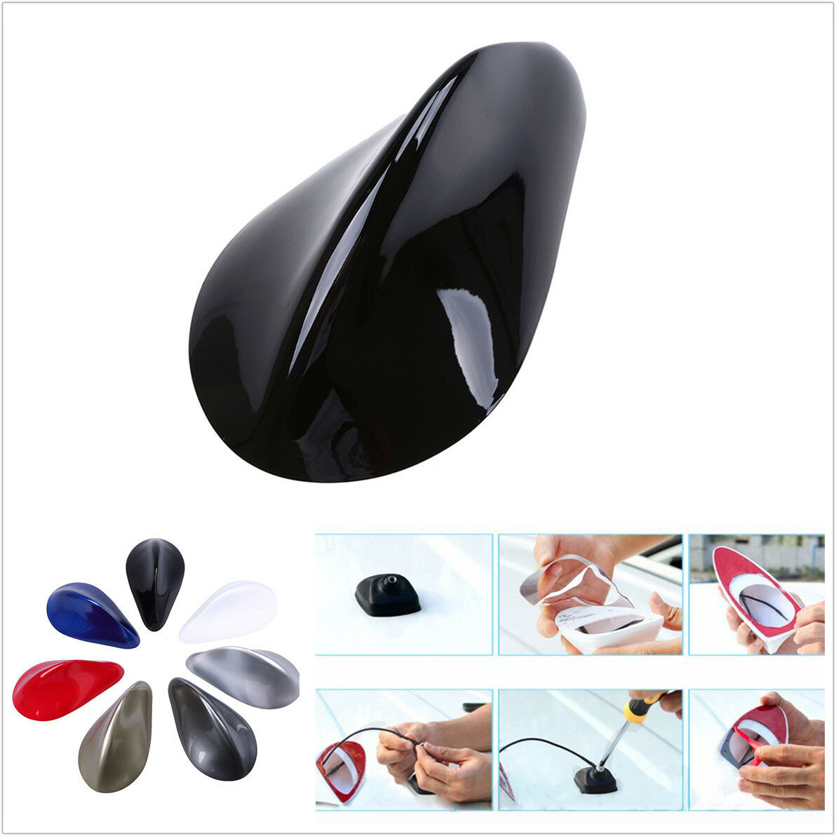 Black Shark Fin Style Universal Car Roof FM AM Radio Antenna Decoration Aerial