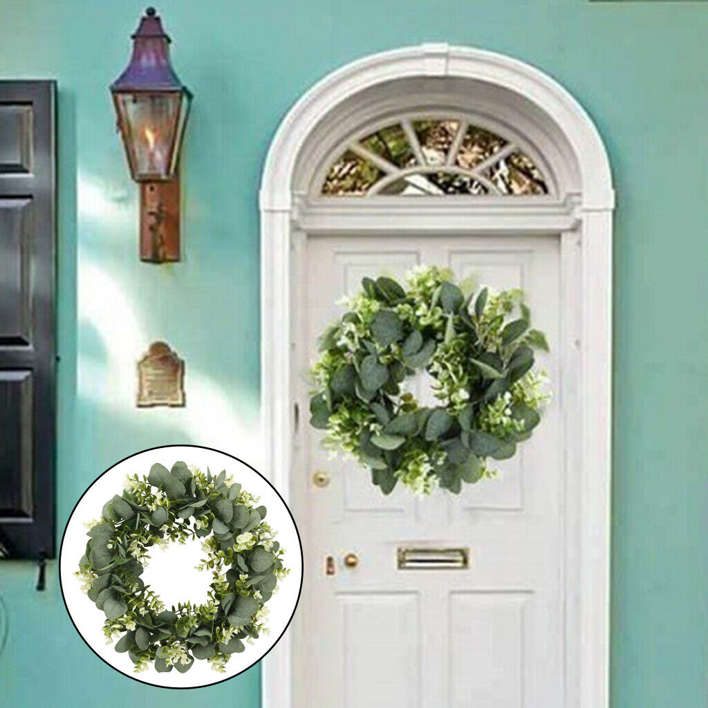 Artificial Eucalyptus Wreath Front Door Greenery Floral Summer Indoor Wall