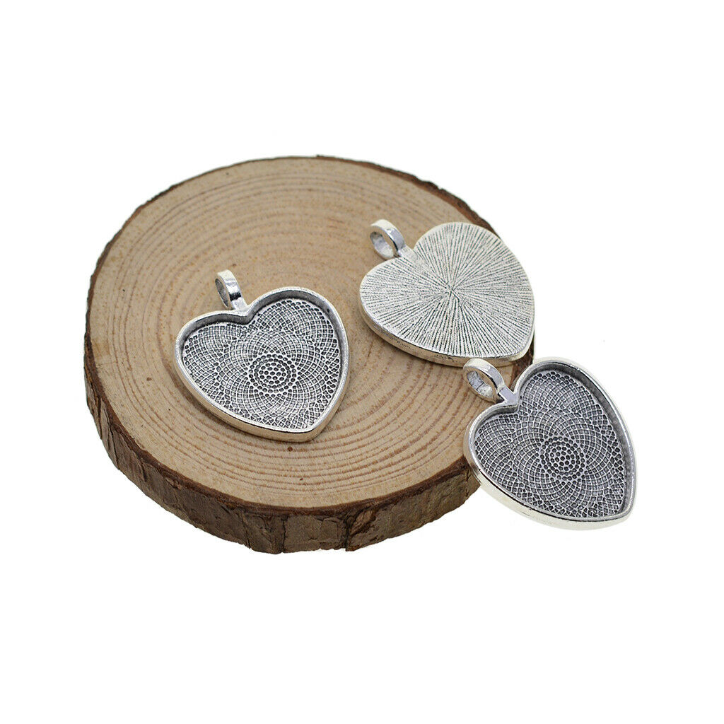 20Set Heart Blank Cabochon Trays Charms Earrings Jewelry Making Findings