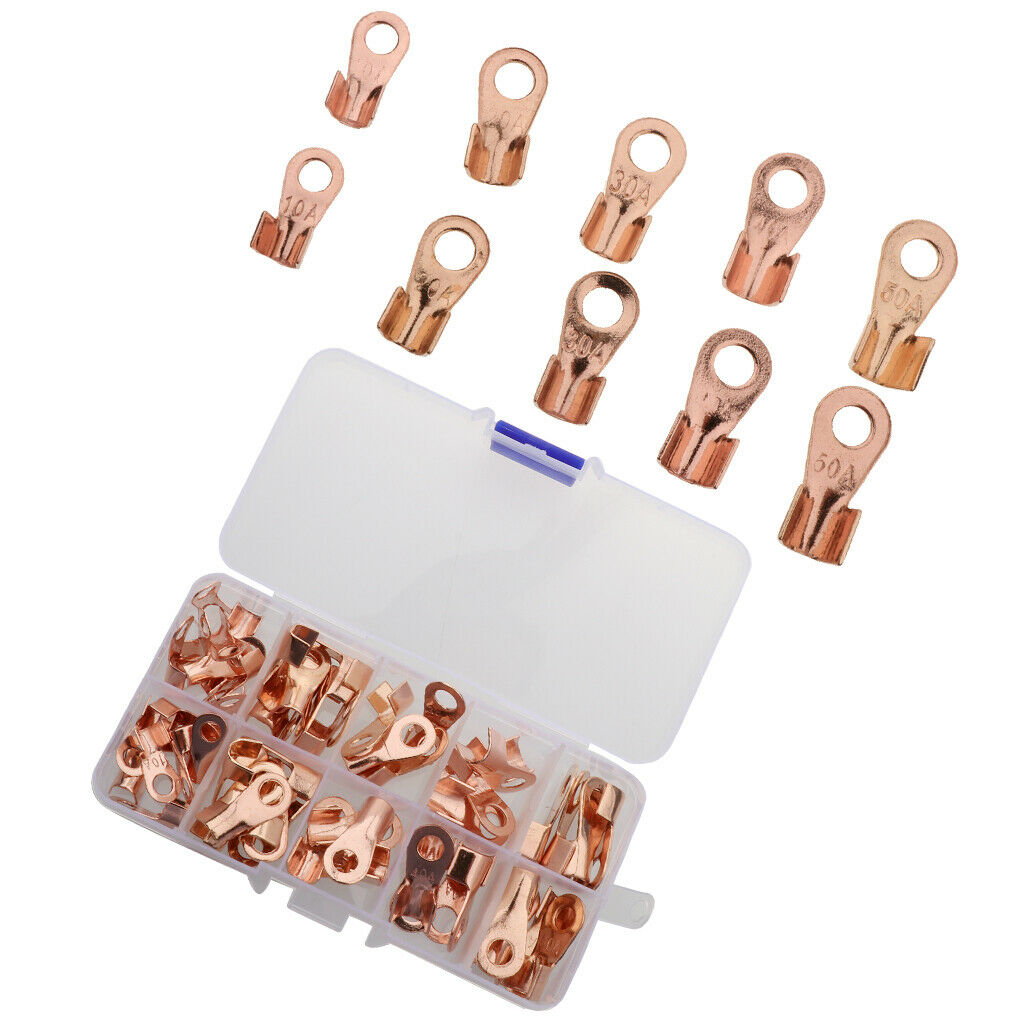 70 Pcs Open Ring Lug Terminals Wire Crimp Connector OT 10A 20A 30A 40A 50A, Easy