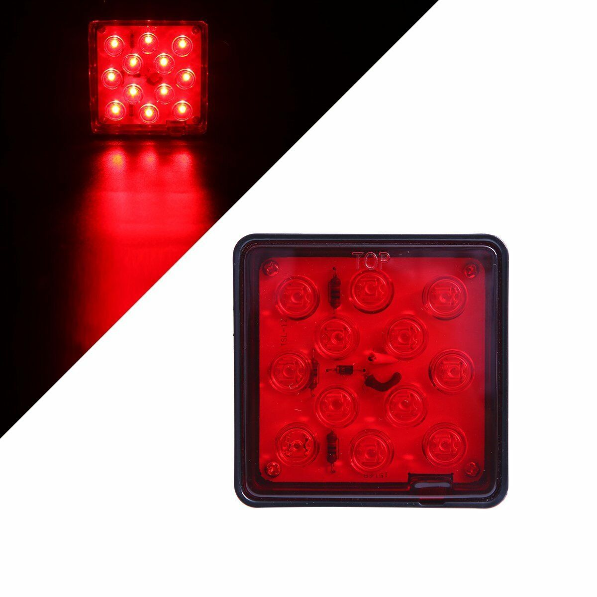 2" Trailer Hitch Receiver Cover 12LED Red Brake Light Stop Lamp Tube Cover w/Pin