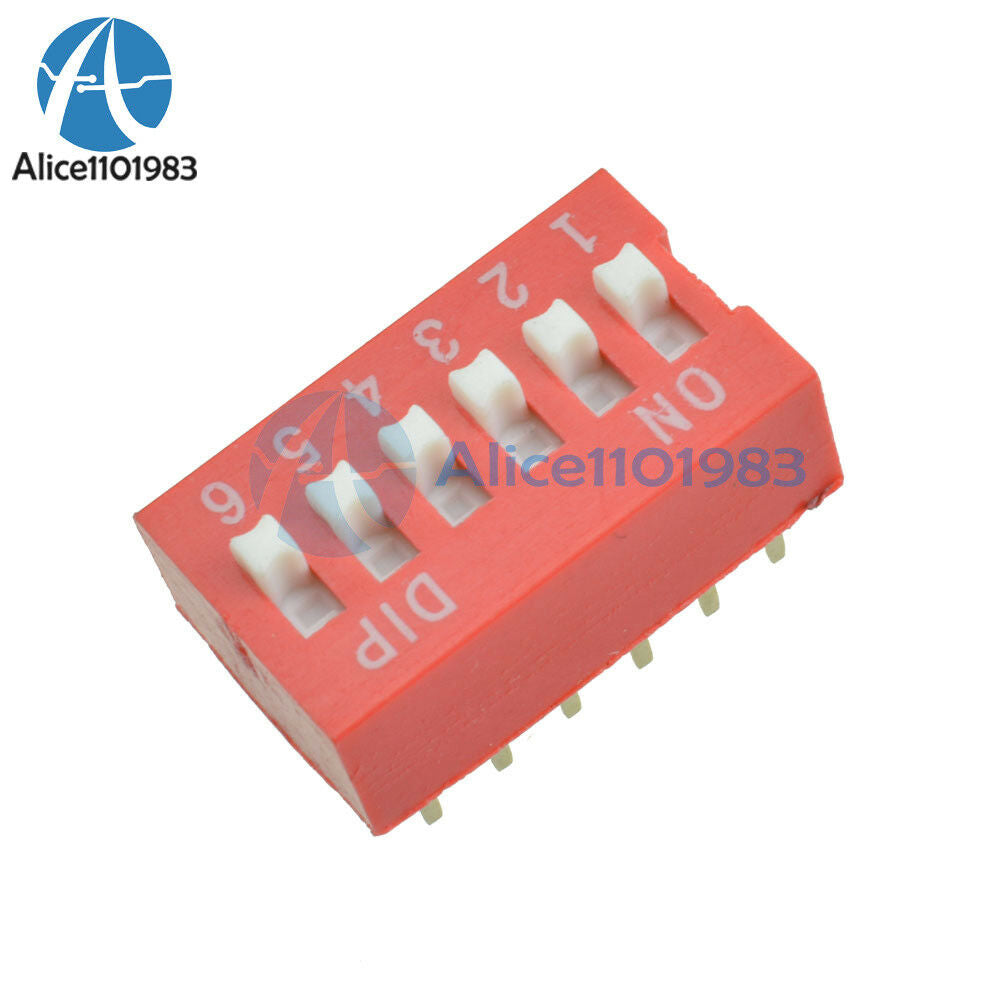 10PCS Slide Type Switch Module 2.54mm 6-Bit 6 Position Way DIP Red Pitch