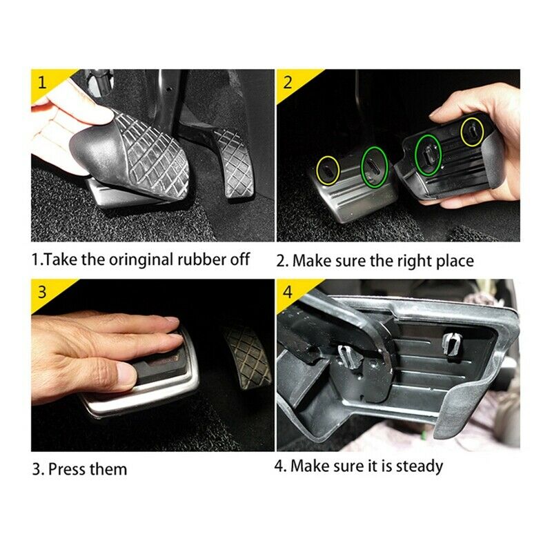 4X(3Pcs Car Accelerator Brake Pedal Foot Rest Pedal for Touarge 2019 2020 A9U6)