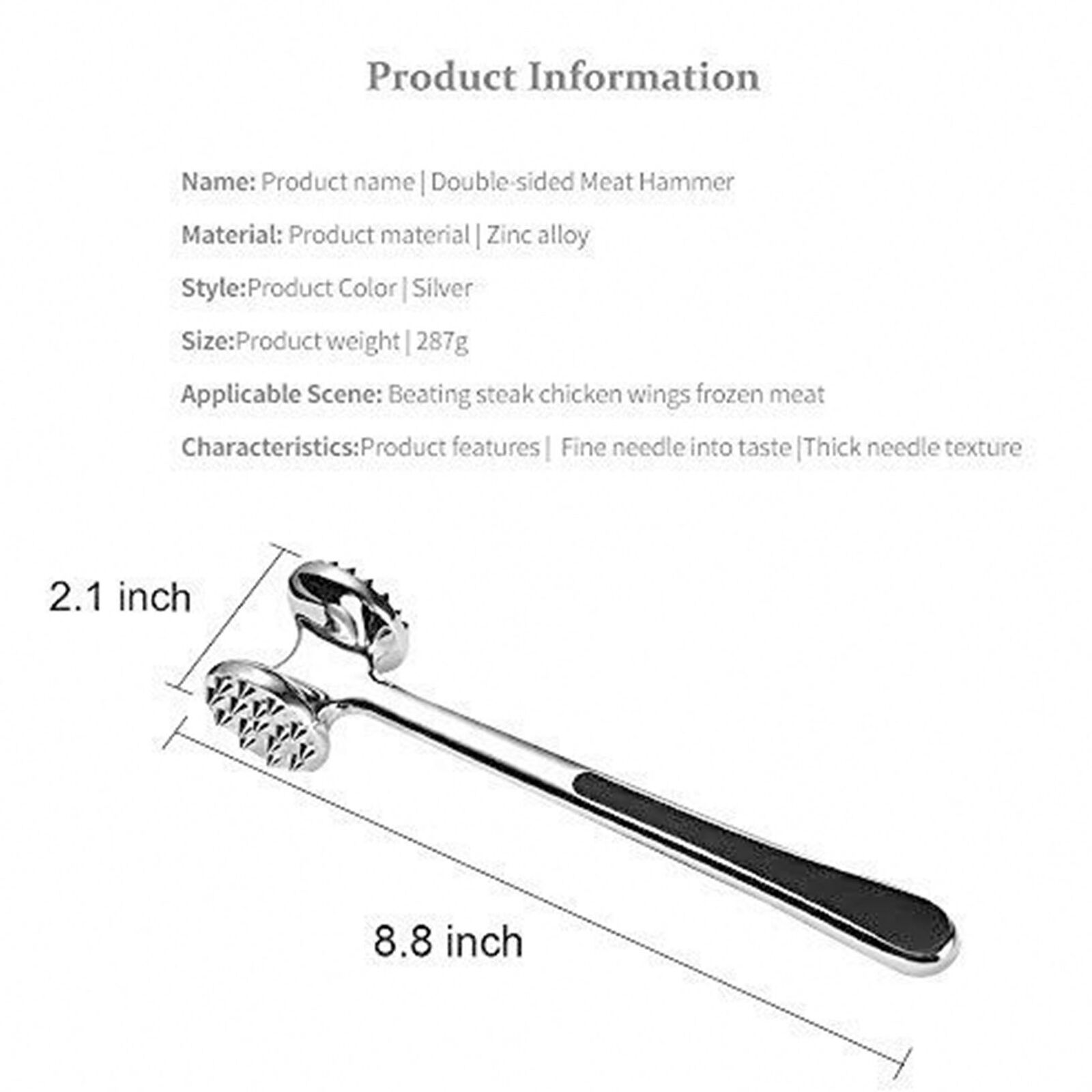 Meat Hammer Tenderizer Stainless Steel Mallet Steak Tool Beef Chicken Kitchen