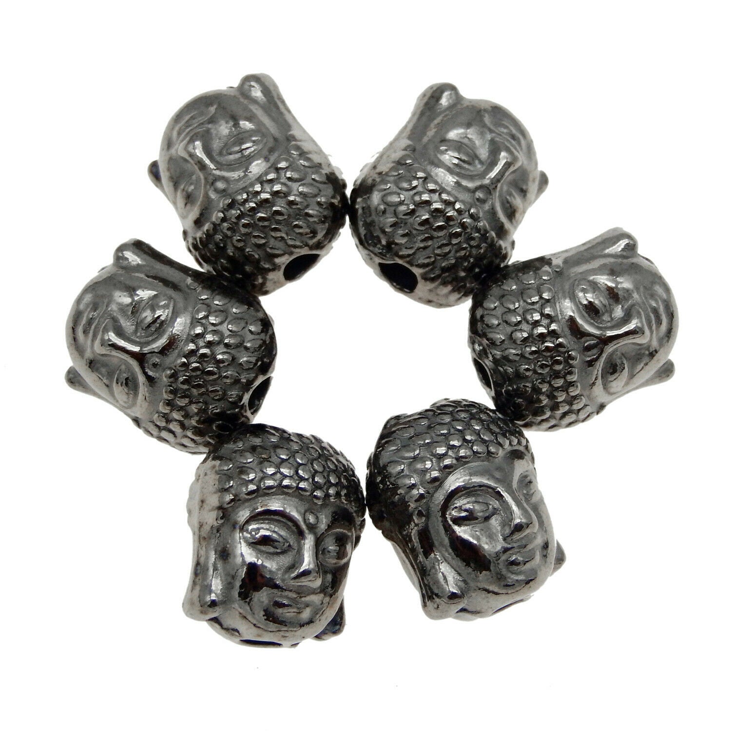 25pcs Gun Black Buddha Head Loose Spacer Bead Alloy Bracelet Necklace DIY 11*9mm