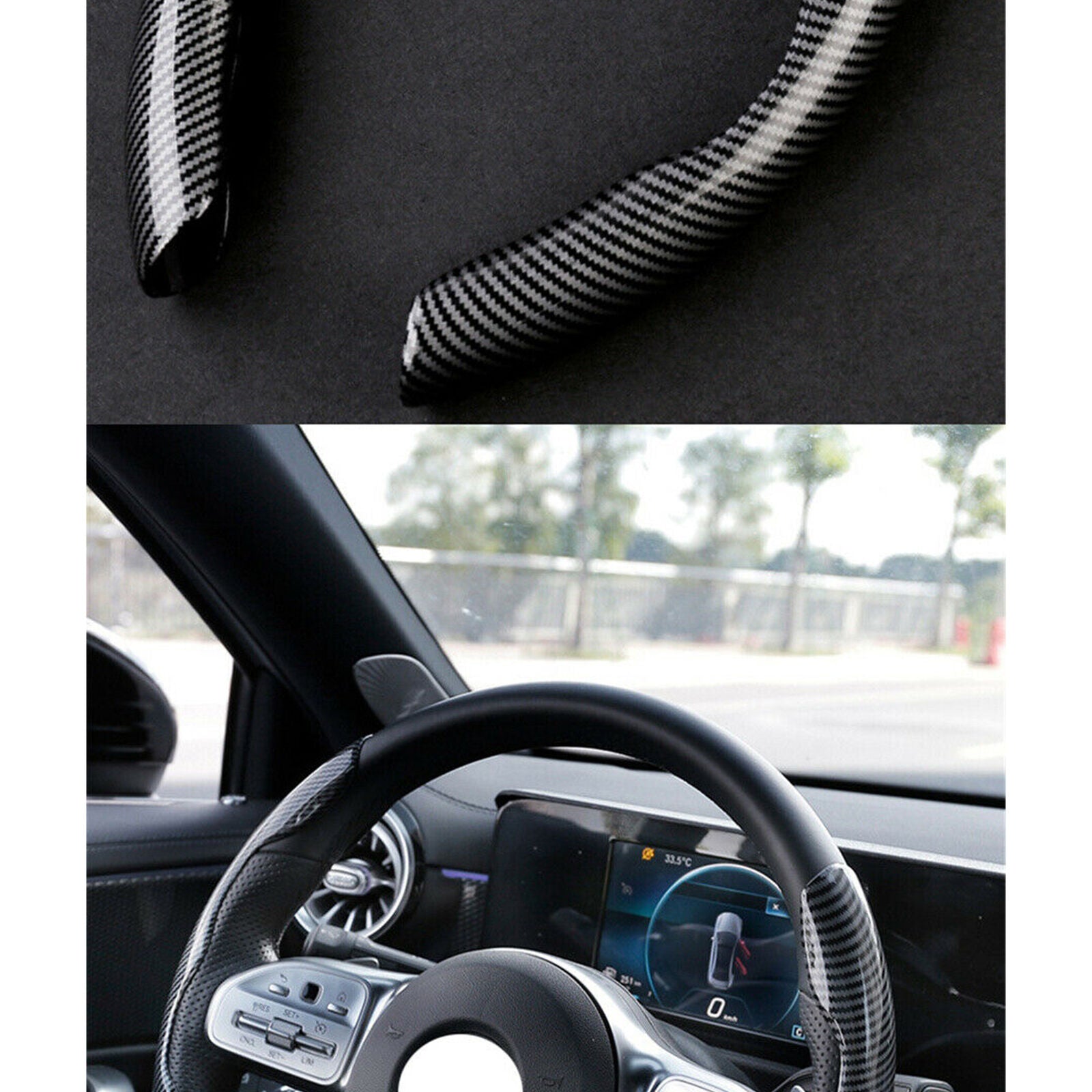 Carbon Fiber Look Universal Car Steering Wheel Booster Cover Non-Slip Accessory