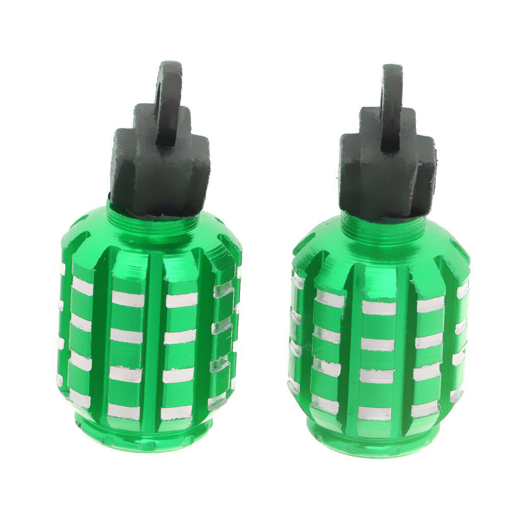 2pcs  Shape Tire Tyre Valve Dust Caps for Car Motorcycle Bike -Green