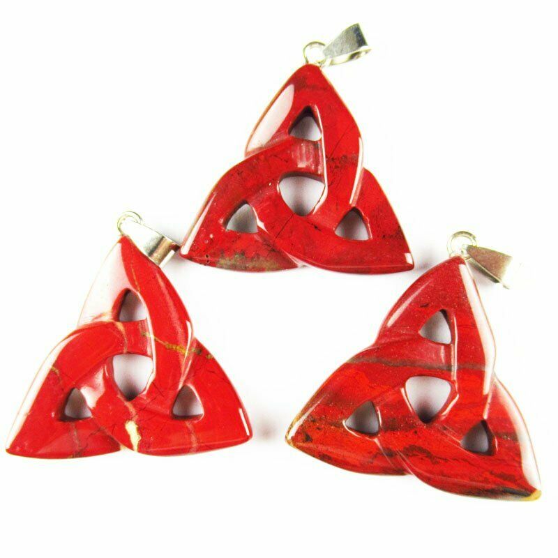 36x35x6mm Carved Natural Red Jasper Triangle Pendant Bead 1Pcs 8g A-385DP