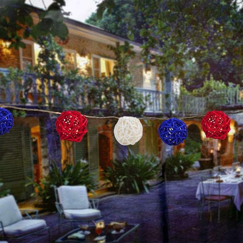 15pcs Red White and Blue Rattan Balls 4th of July Decorations for Home  DIY Vase