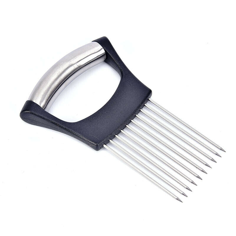 Stainless Steel Onion Cutter Onion Holder Fork Vegetable Slicer Tomato NeedleDD