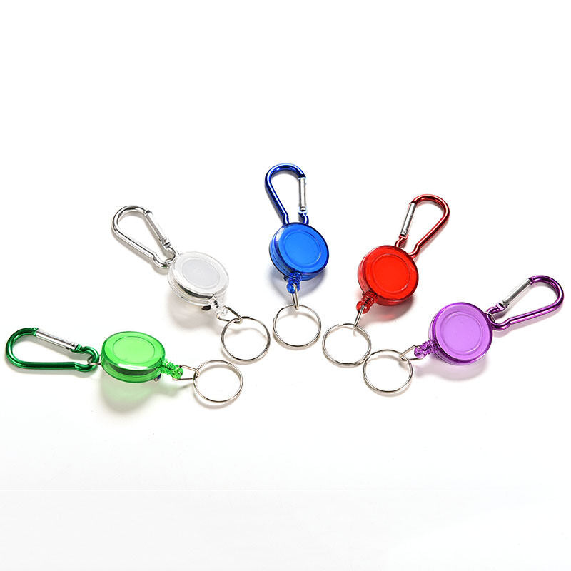 5X Colourful Retractable Strap Carabiners Clips Cards Label Key Chain Fan.l8