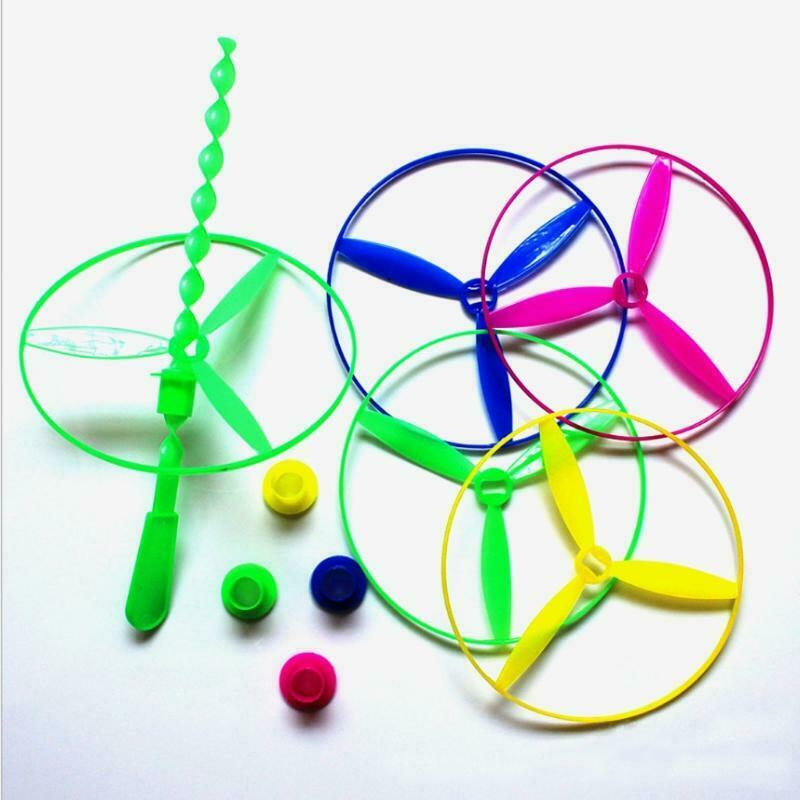 Package of 12 Twisty Flying Saucers Assorted Colors Helicopters Kids Toys Gifts