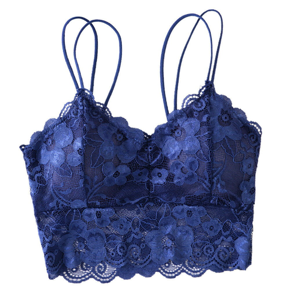 4 Pcs Full Lace Padded Bralette Spaghetti Strap Lace Bra Bustier Crop Top