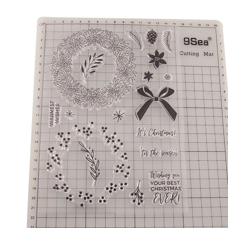 Christmas wreath bowknot Silicone Stamp DIY Scrapbooking Photo Album Deco.l8