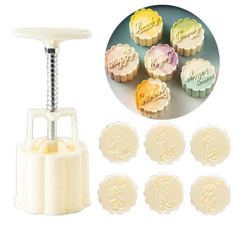 50g Mooncake Molds for Mid-Autumn DIY Pastry with 6 PCS Round Mooncake Stamps