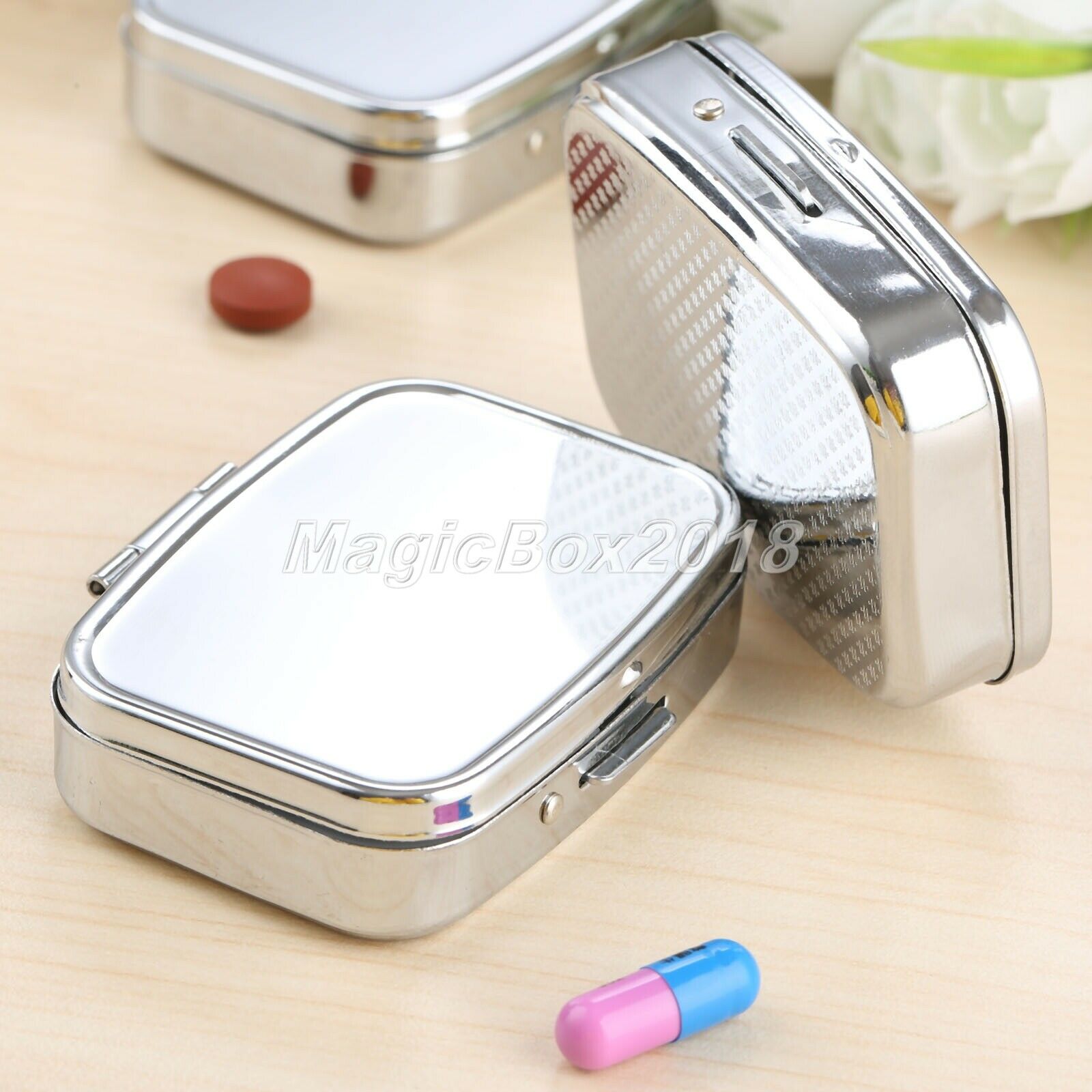 Medicine Organizer Container Jewellery Case Storage Holder Rectangle Pill Box