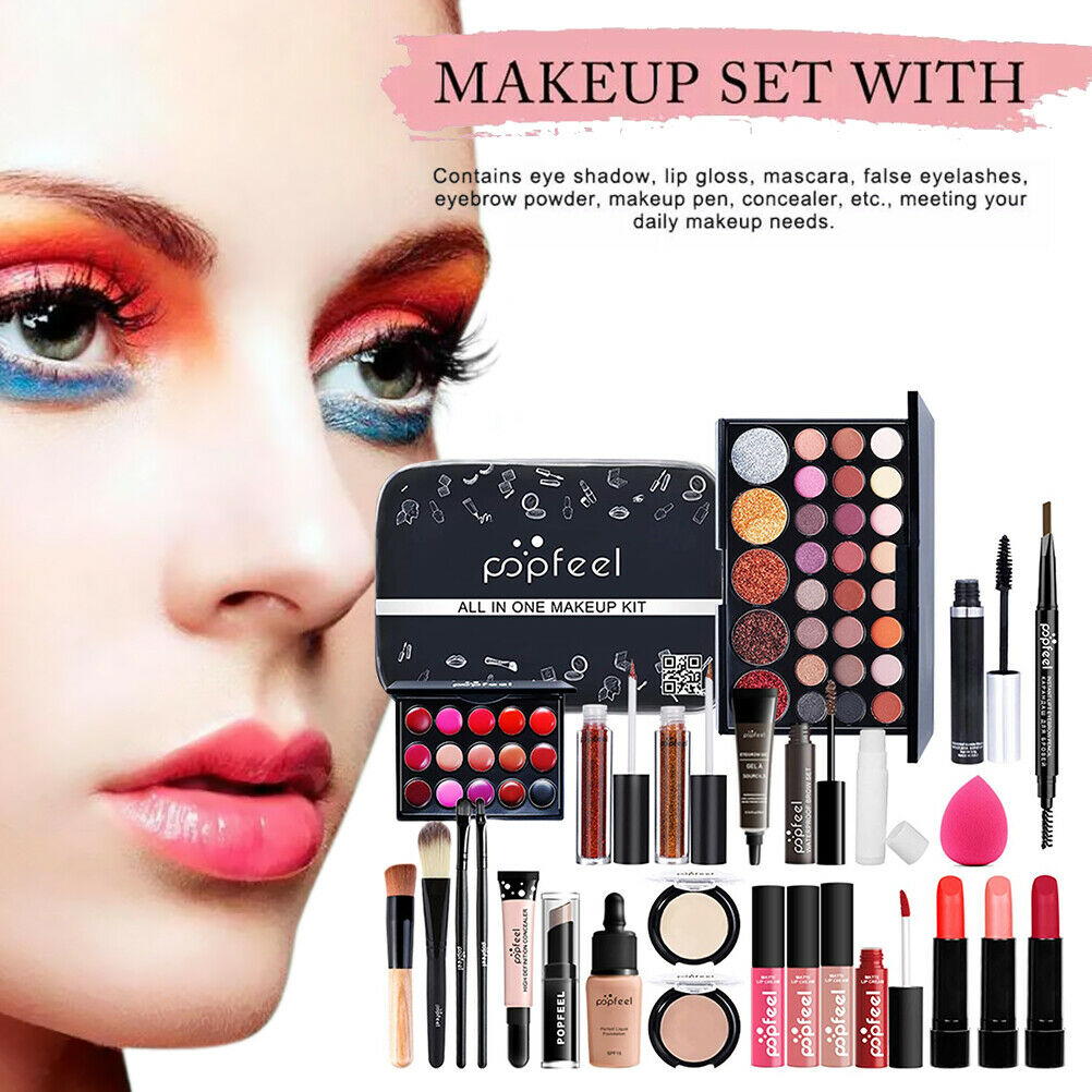 27PCS Professional Makeup Set Portable Travel Makeup Organizer Storage Box Gifts