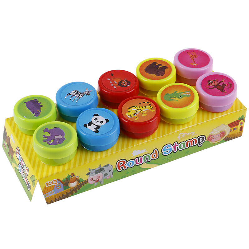 10Pc animal Self-ink Stamps Goody Bag Pinata Fillers Kids Birthday Party .l8