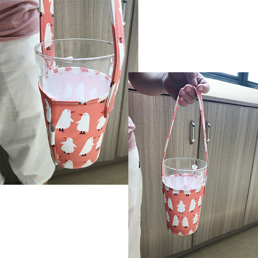 Women's Cute Water Bottle Tote Carrier Cover Bag Holder Drink Case Green